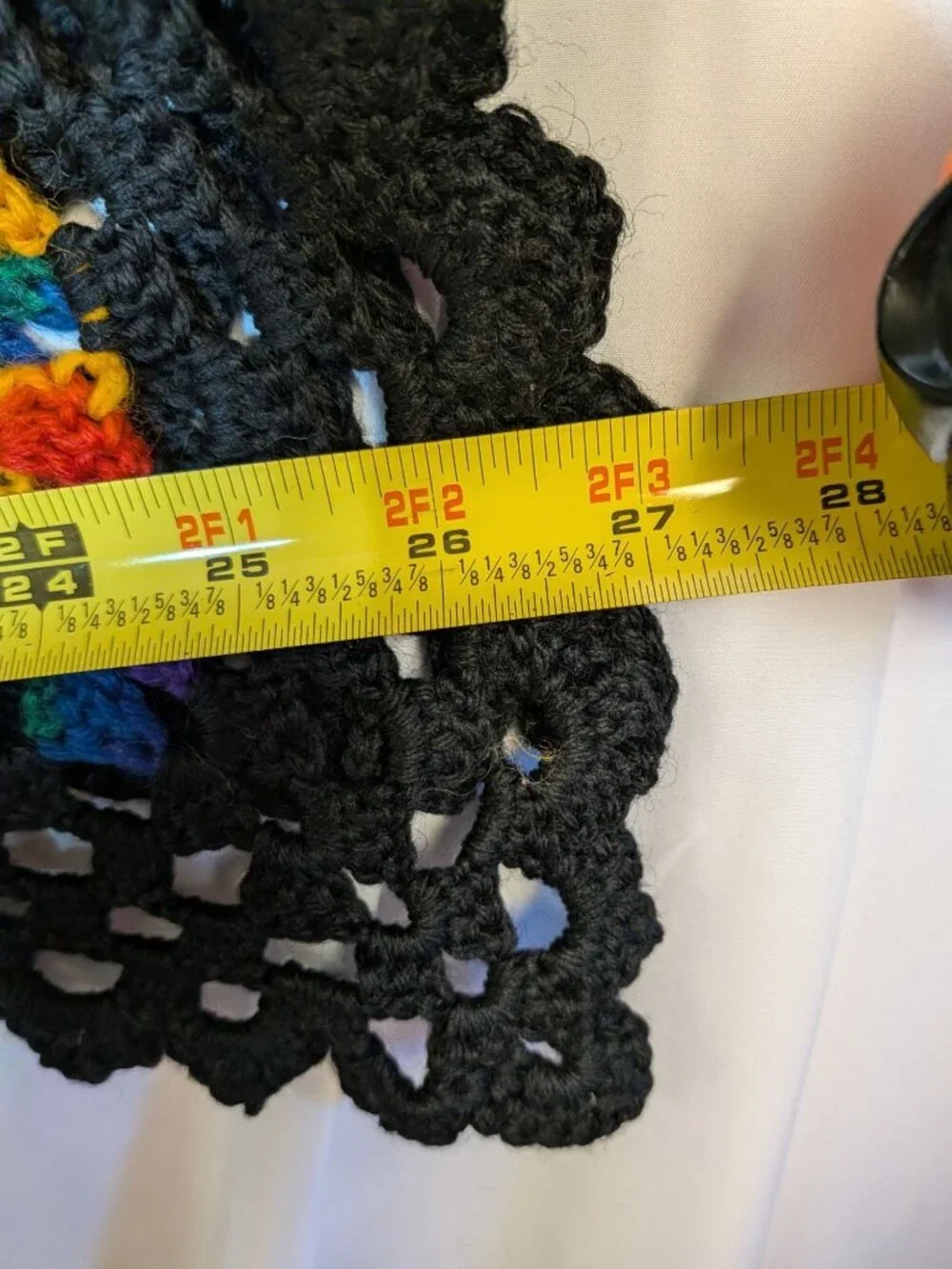 Handmade Crochet Afghan Throw Blanket Multicolor Squares & Black Border Approx.